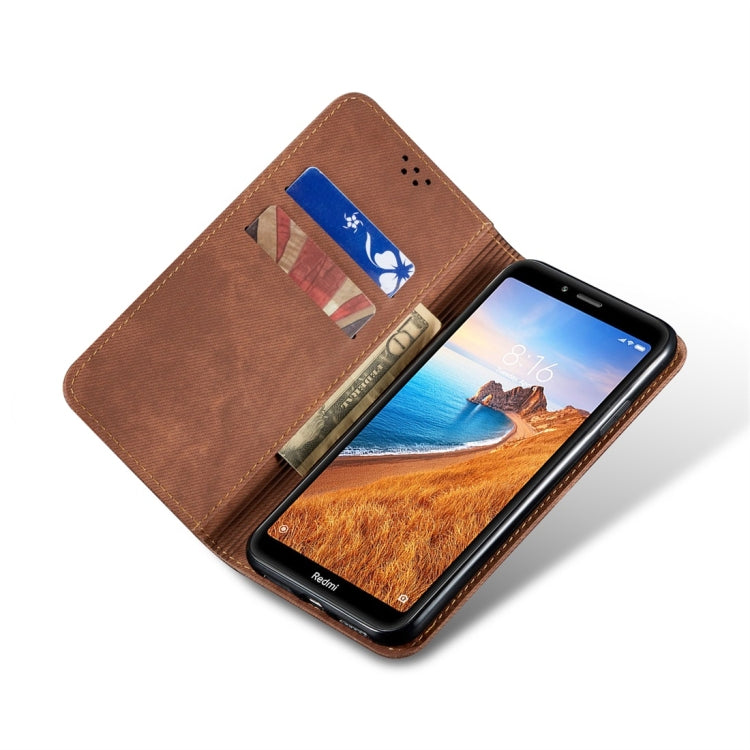 For Xiaomi Redmi 7A Denim Texture Casual Style Horizontal Flip Leather Case with Holder & Card Slots & Wallet