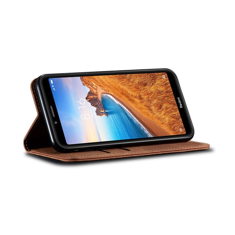 For Xiaomi Redmi 7A Denim Texture Casual Style Horizontal Flip Leather Case with Holder & Card Slots & Wallet