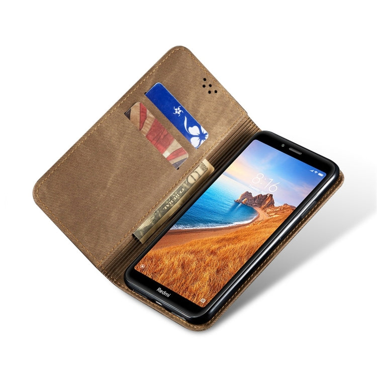 For Xiaomi Redmi 7A Denim Texture Casual Style Horizontal Flip Leather Case with Holder & Card Slots & Wallet