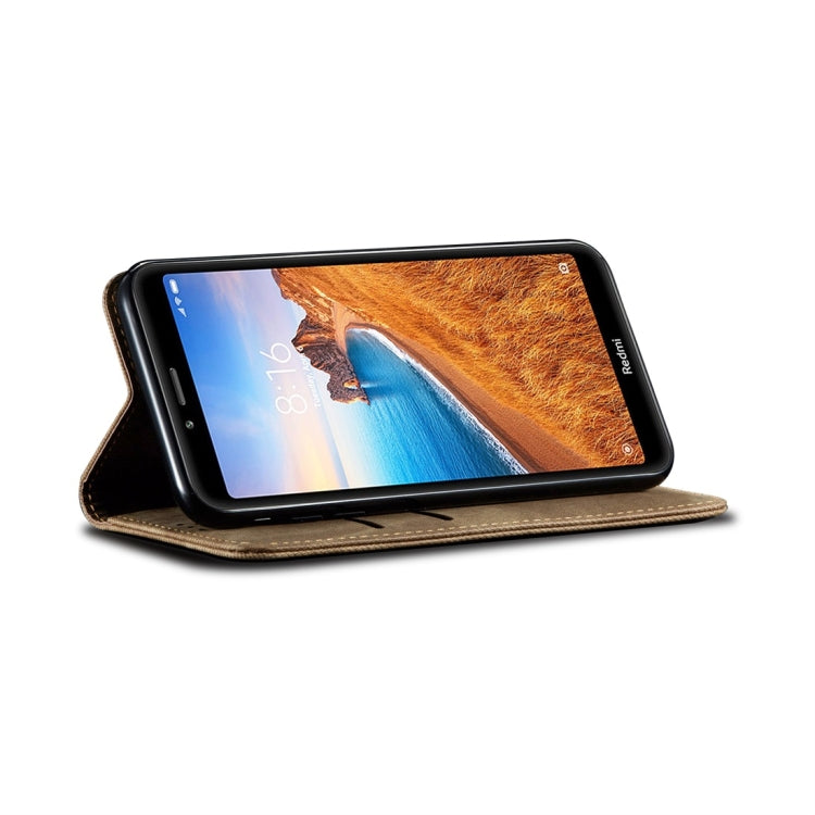 For Xiaomi Redmi 7A Denim Texture Casual Style Horizontal Flip Leather Case with Holder & Card Slots & Wallet