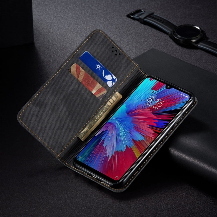 For Xiaomi Redmi Note 7 / 7 Pro Denim Texture Casual Style Horizontal Flip Leather Case with Holder & Card Slots & Wallet