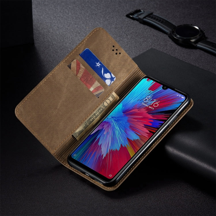 For Xiaomi Redmi Note 7 / 7 Pro Denim Texture Casual Style Horizontal Flip Leather Case with Holder & Card Slots & Wallet