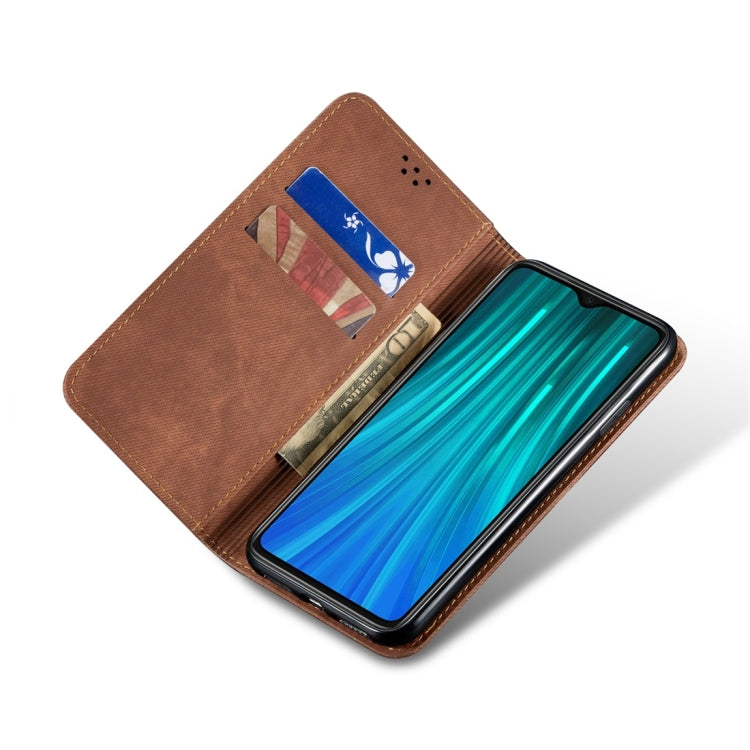 For Xiaomi Redmi Note 8 Pro Denim Texture Casual Style Horizontal Flip Leather Case with Holder & Card Slots & Wallet