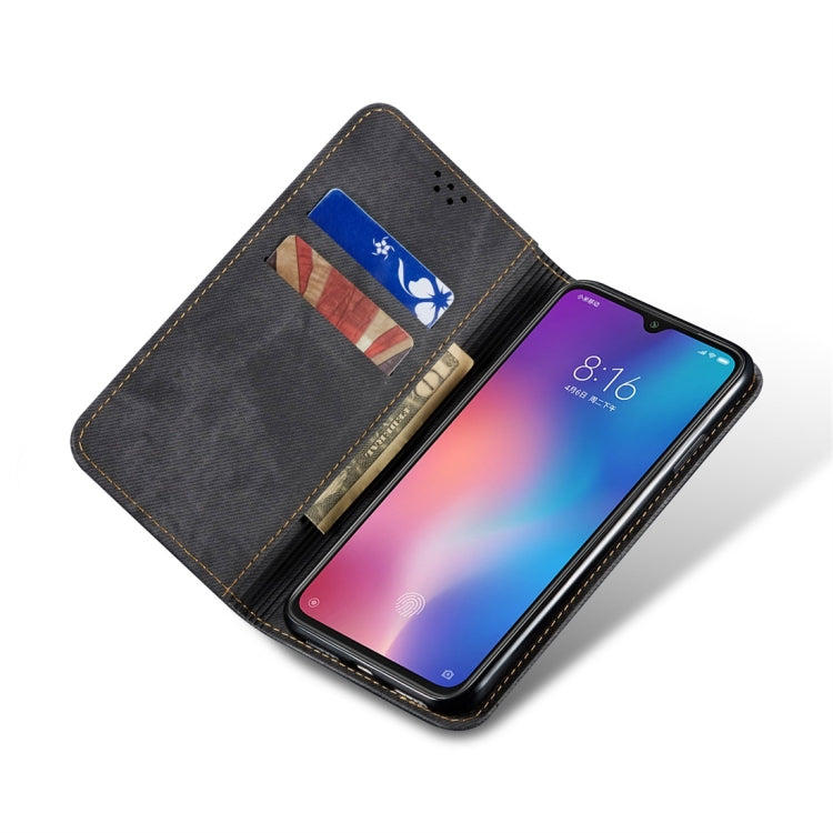 For Xiaomi Mi 9 Denim Texture Casual Style Horizontal Flip Leather Case with Holder & Card Slots & Wallet