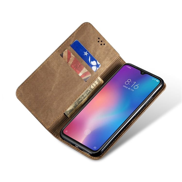 For Xiaomi Mi 9 Denim Texture Casual Style Horizontal Flip Leather Case with Holder & Card Slots & Wallet