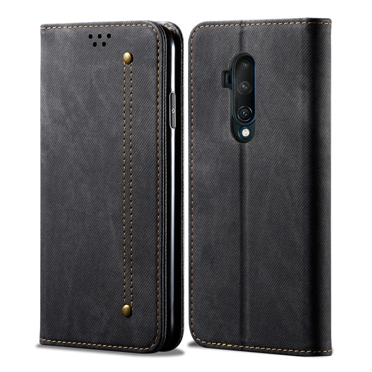 For OnePlus 7T Pro Denim Texture Casual Style Horizontal Flip Leather Case with Holder & Card Slots & Wallet