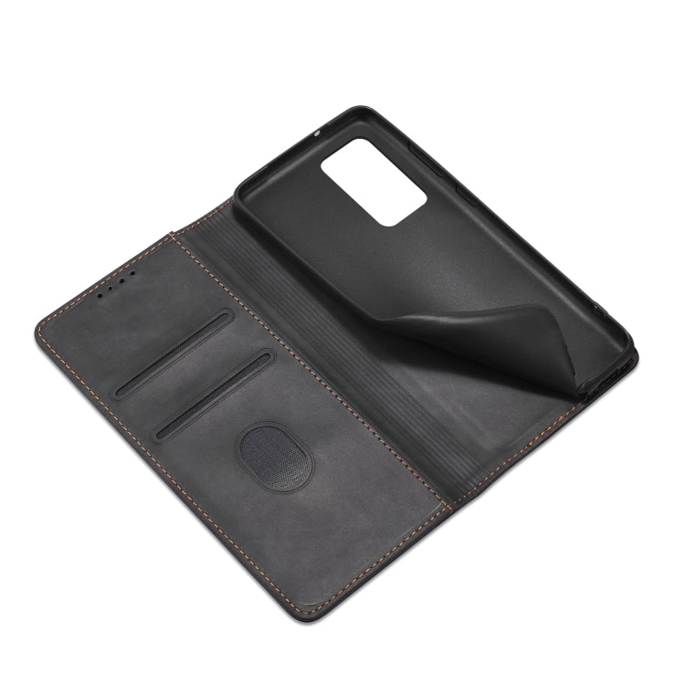 For Xiaomi Redmi Note 10 4G Skin-feel Calfskin Texture Magnetic Dual-Fold Horizontal Flip Leather Case with Holder & Card Slots & Wallet