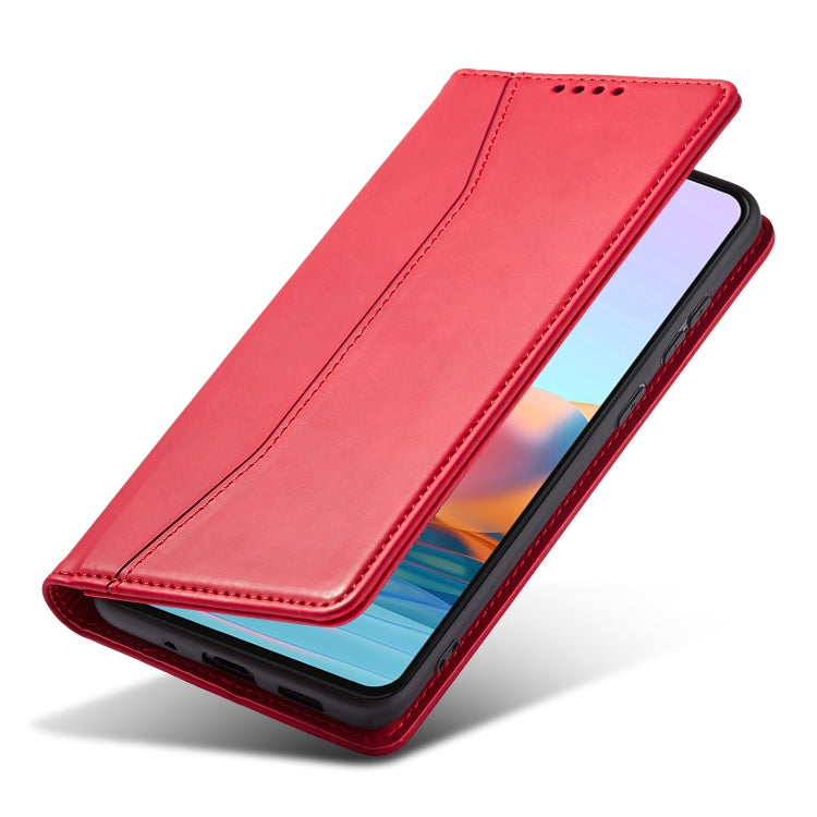 For Xiaomi Redmi Note 10 4G Skin-feel Calfskin Texture Magnetic Dual-Fold Horizontal Flip Leather Case with Holder & Card Slots & Wallet