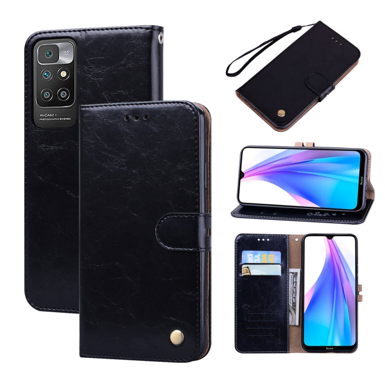 For Xiaomi Redmi 10 Business Style Oil Wax Texture Horizontal Flip Leather Case with Holder & Card Slots & Wallet
