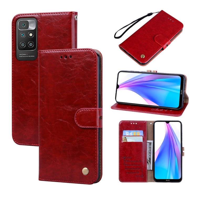 For Xiaomi Redmi 10 Business Style Oil Wax Texture Horizontal Flip Leather Case with Holder & Card Slots & Wallet