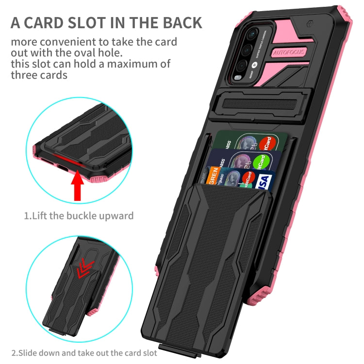 For Xiaomi Poco M3 / Redmi Note 9 4G Kickstand Armor Card Wallet Phone Case