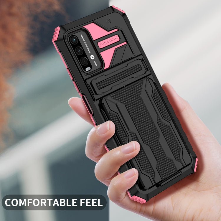 For Xiaomi Poco M3 / Redmi Note 9 4G Kickstand Armor Card Wallet Phone Case