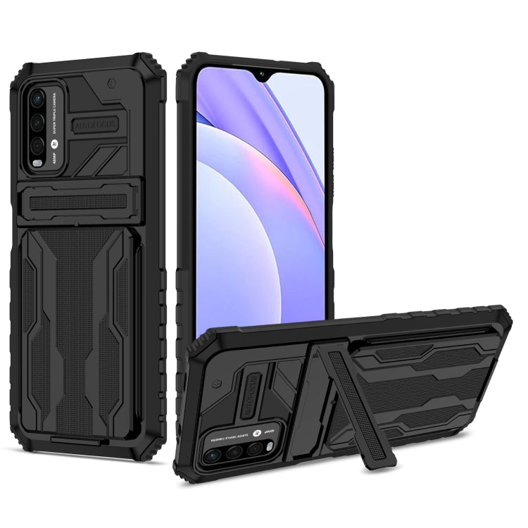 For Xiaomi Poco M3 / Redmi Note 9 4G Kickstand Armor Card Wallet Phone Case