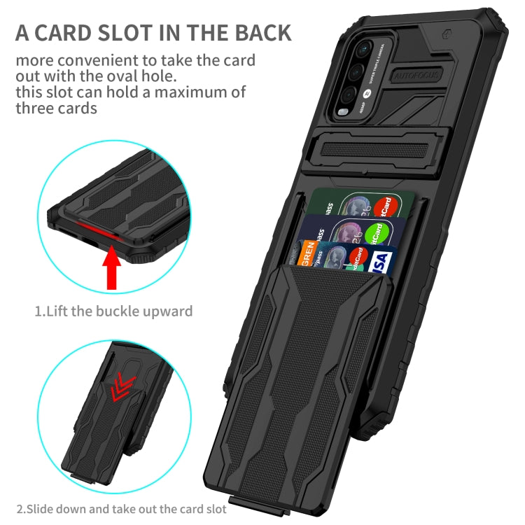 For Xiaomi Poco M3 / Redmi Note 9 4G Kickstand Armor Card Wallet Phone Case