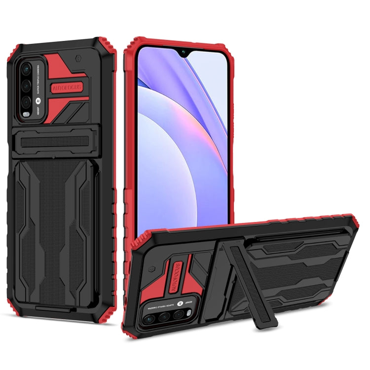 For Xiaomi Poco M3 / Redmi Note 9 4G Kickstand Armor Card Wallet Phone Case