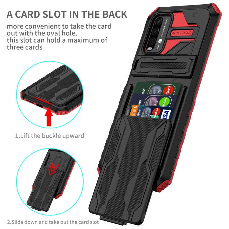 For Xiaomi Poco M3 / Redmi Note 9 4G Kickstand Armor Card Wallet Phone Case