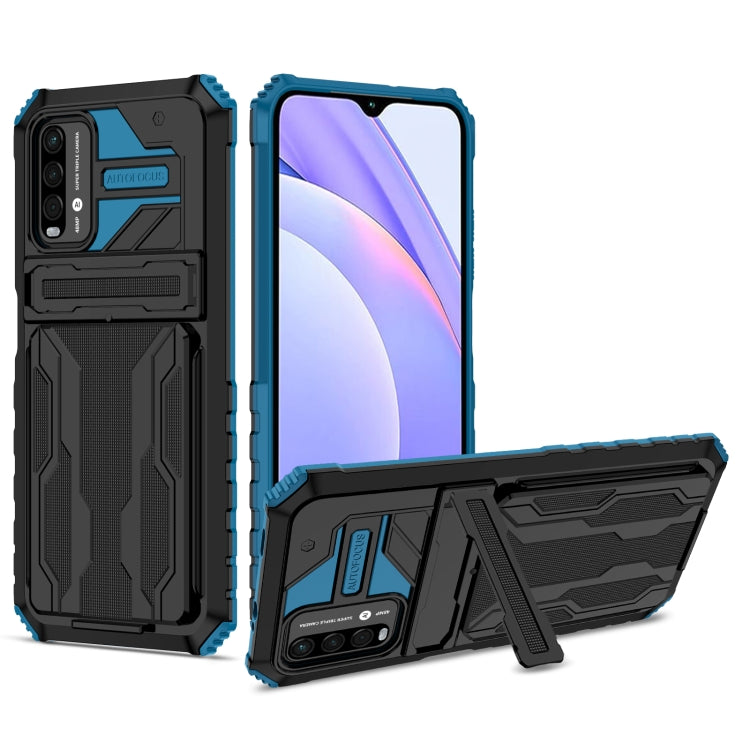 For Xiaomi Poco M3 / Redmi Note 9 4G Kickstand Armor Card Wallet Phone Case
