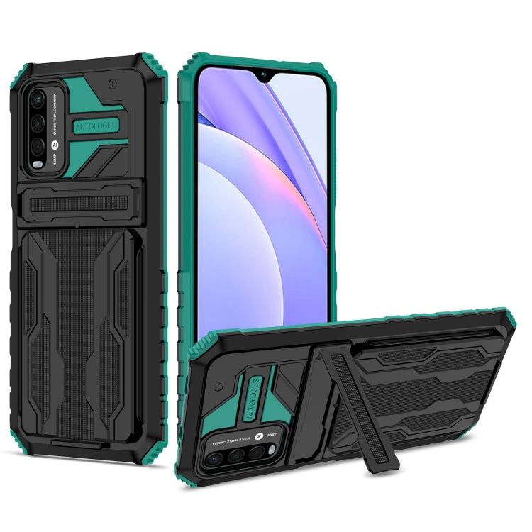 For Xiaomi Poco M3 / Redmi Note 9 4G Kickstand Armor Card Wallet Phone Case