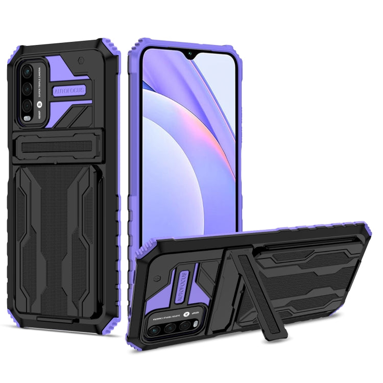 For Xiaomi Poco M3 / Redmi Note 9 4G Kickstand Armor Card Wallet Phone Case