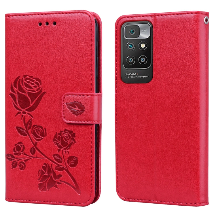 For Xiaomi Redmi 10 Rose Embossed Horizontal Flip PU Leather Case with Holder & Card Slots & Wallet