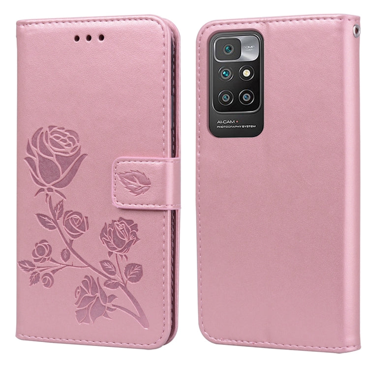 For Xiaomi Redmi 10 Rose Embossed Horizontal Flip PU Leather Case with Holder & Card Slots & Wallet