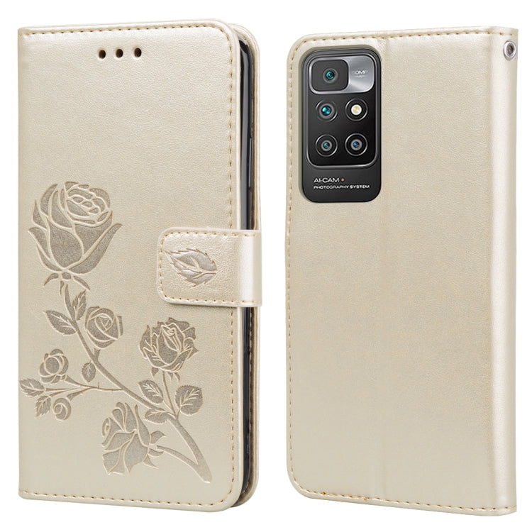 For Xiaomi Redmi 10 Rose Embossed Horizontal Flip PU Leather Case with Holder & Card Slots & Wallet