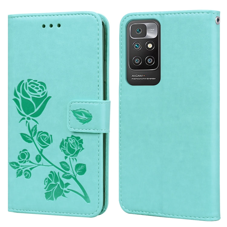 For Xiaomi Redmi 10 Rose Embossed Horizontal Flip PU Leather Case with Holder & Card Slots & Wallet