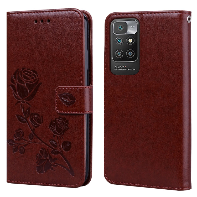For Xiaomi Redmi 10 Rose Embossed Horizontal Flip PU Leather Case with Holder & Card Slots & Wallet
