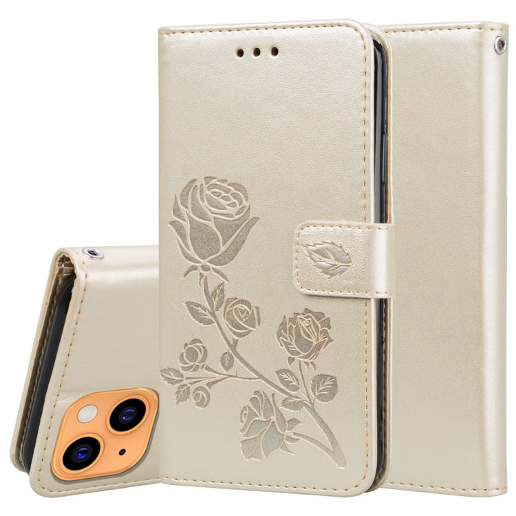 For iPhone 13 Rose Embossed Horizontal Flip PU Leather Case with Holder & Card Slots & Wallet