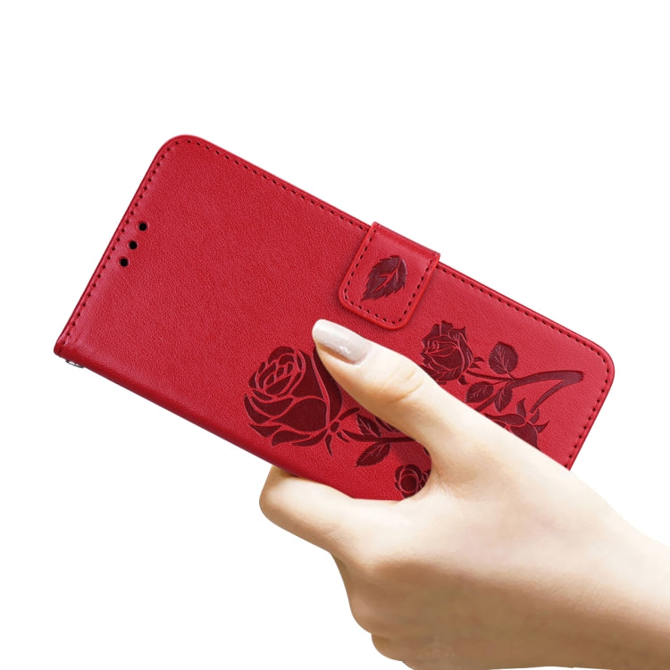 For iPhone 13 Rose Embossed Horizontal Flip PU Leather Case with Holder & Card Slots & Wallet