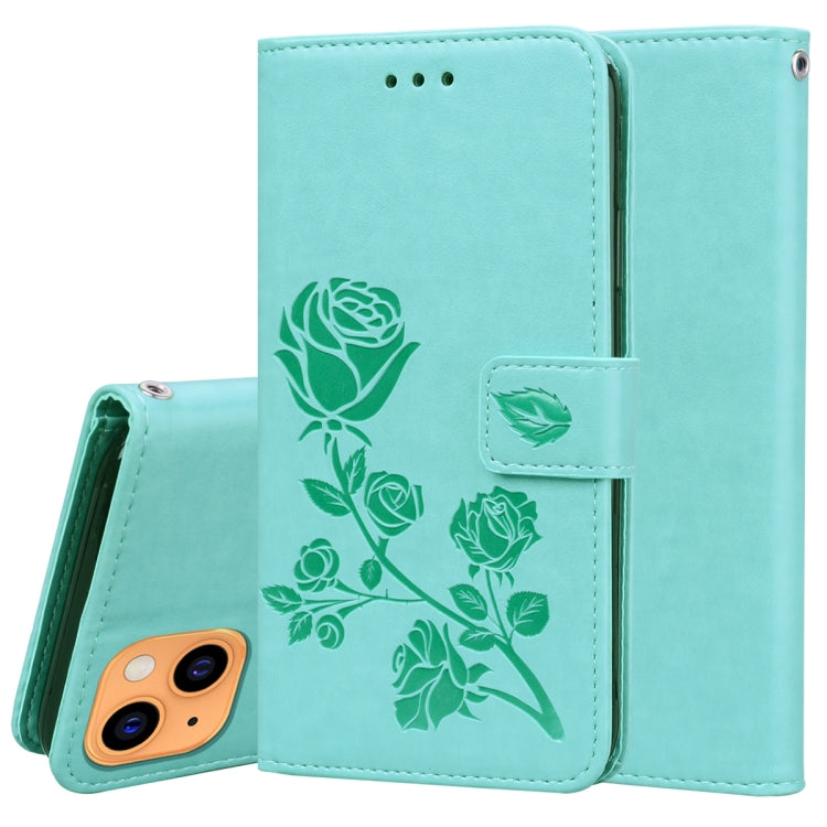 For iPhone 13 Rose Embossed Horizontal Flip PU Leather Case with Holder & Card Slots & Wallet
