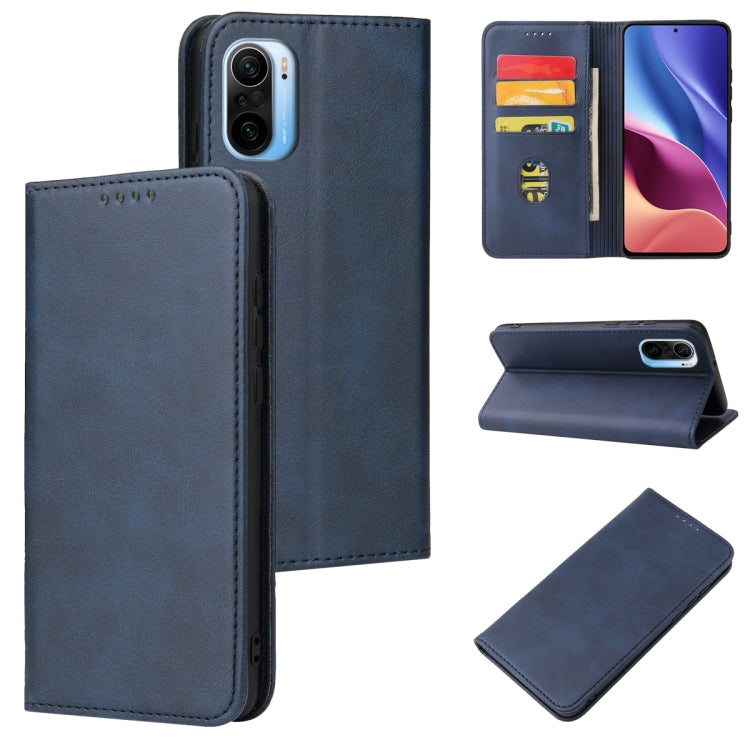 For Xiaomi Redmi K40 Calf Texture Magnetic Horizontal Flip Leather Case with Holder & Card Slots & Wallet