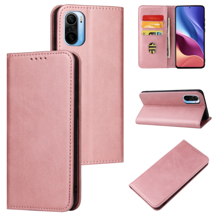 For Xiaomi Redmi K40 Calf Texture Magnetic Horizontal Flip Leather Case with Holder & Card Slots & Wallet