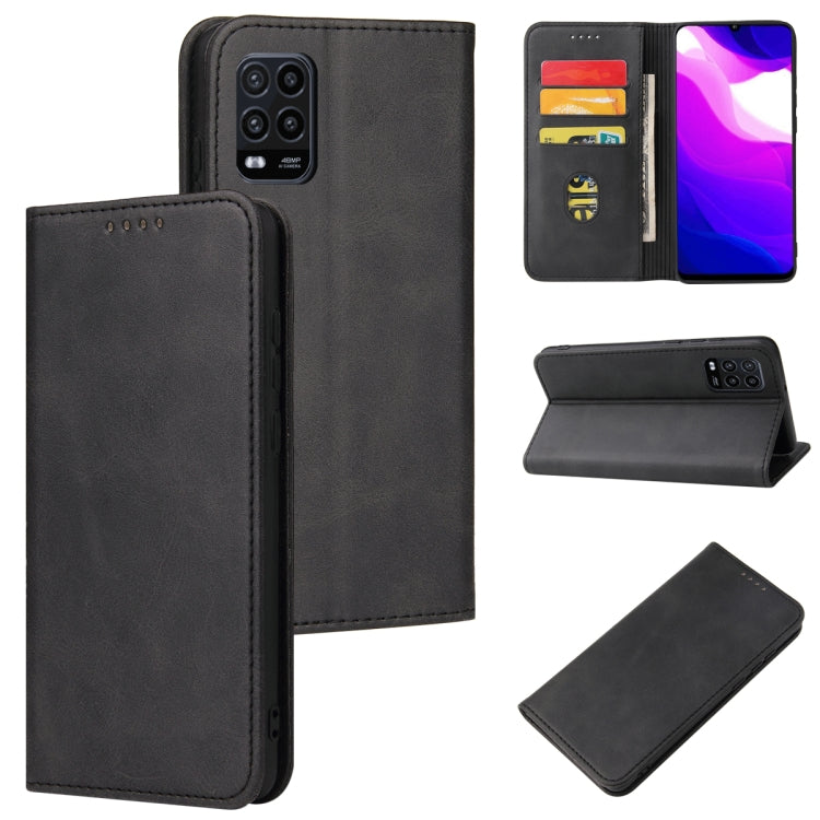 For Xiaomi Mi 10 Lite Calf Texture Magnetic Horizontal Flip Leather Case with Holder & Card Slots & Wallet