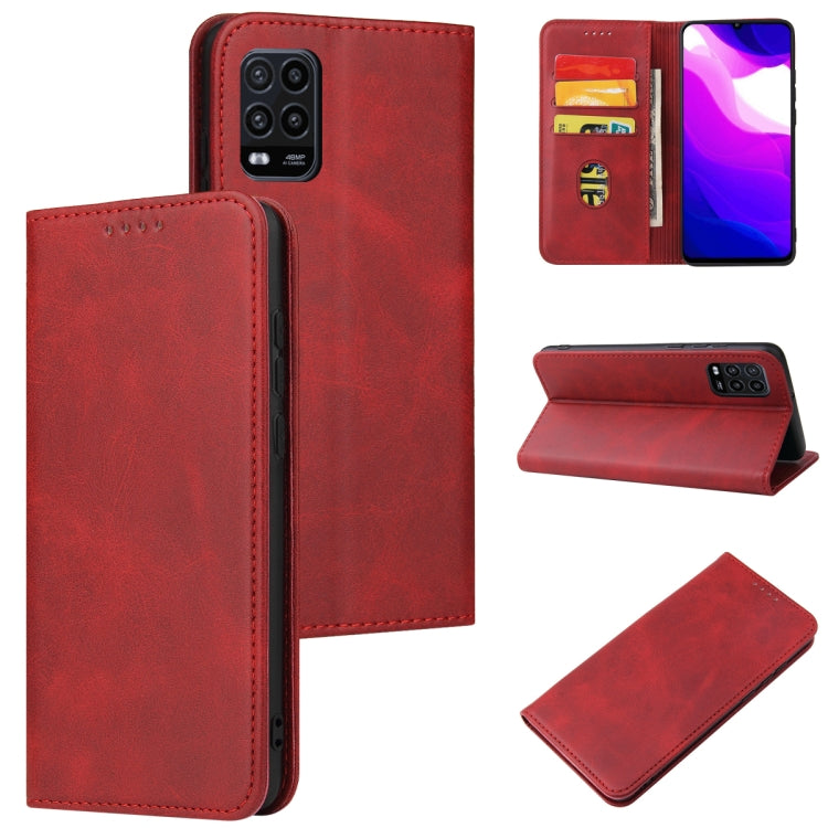 For Xiaomi Mi 10 Lite Calf Texture Magnetic Horizontal Flip Leather Case with Holder & Card Slots & Wallet