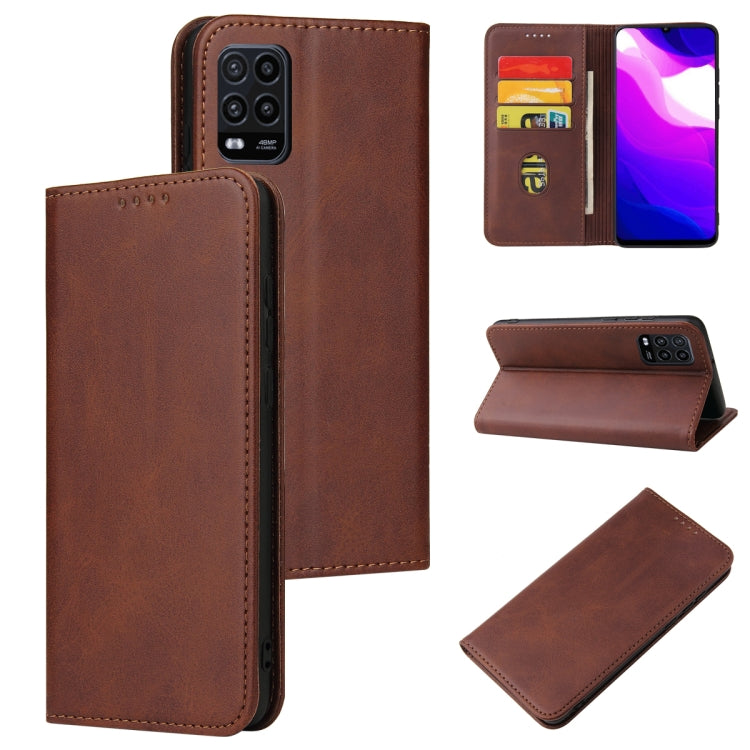 For Xiaomi Mi 10 Lite Calf Texture Magnetic Horizontal Flip Leather Case with Holder & Card Slots & Wallet