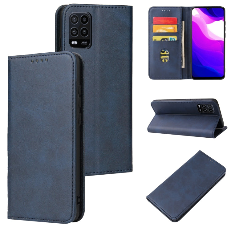 For Xiaomi Mi 10 Lite Calf Texture Magnetic Horizontal Flip Leather Case with Holder & Card Slots & Wallet