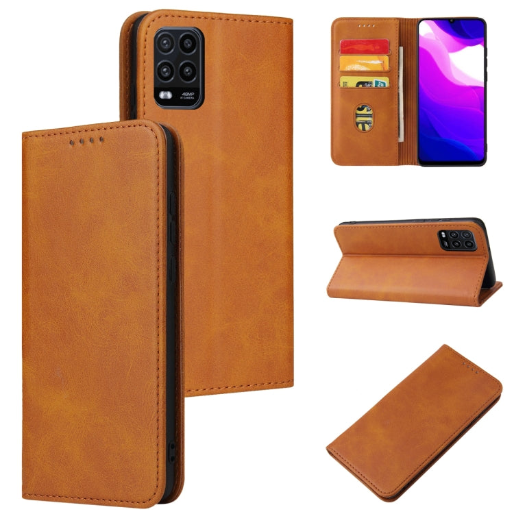 For Xiaomi Mi 10 Lite Calf Texture Magnetic Horizontal Flip Leather Case with Holder & Card Slots & Wallet