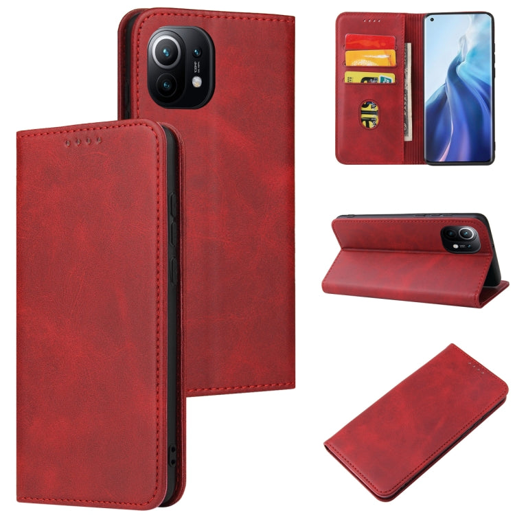 For Xiaomi Mi 11 Calf Texture Magnetic Horizontal Flip Leather Case with Holder & Card Slots & Wallet