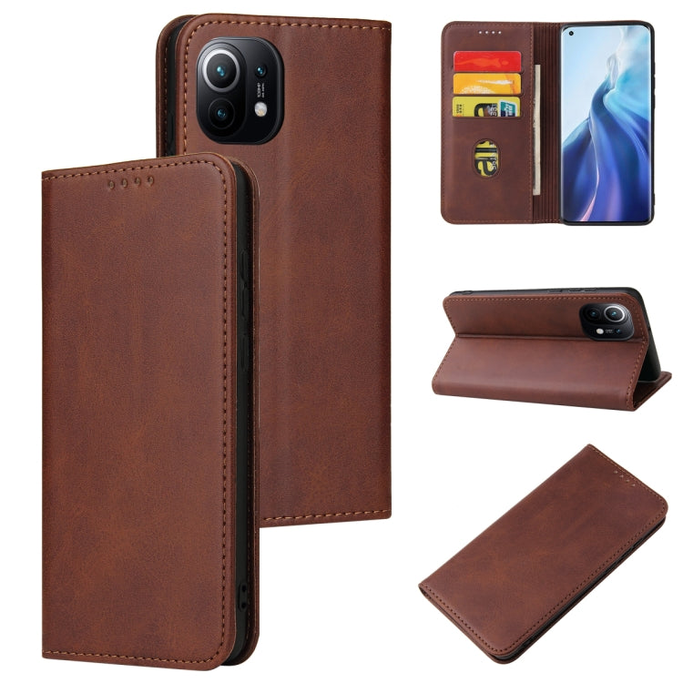 For Xiaomi Mi 11 Calf Texture Magnetic Horizontal Flip Leather Case with Holder & Card Slots & Wallet