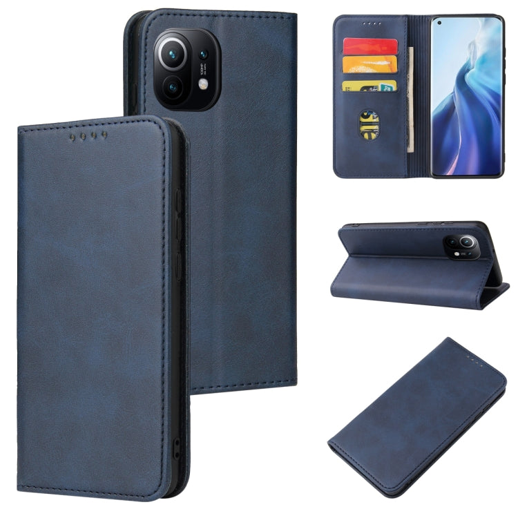 For Xiaomi Mi 11 Calf Texture Magnetic Horizontal Flip Leather Case with Holder & Card Slots & Wallet