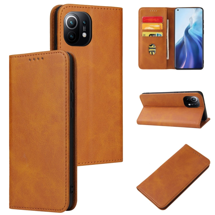 For Xiaomi Mi 11 Calf Texture Magnetic Horizontal Flip Leather Case with Holder & Card Slots & Wallet