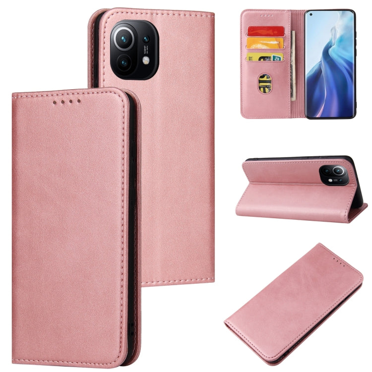 For Xiaomi Mi 11 Calf Texture Magnetic Horizontal Flip Leather Case with Holder & Card Slots & Wallet