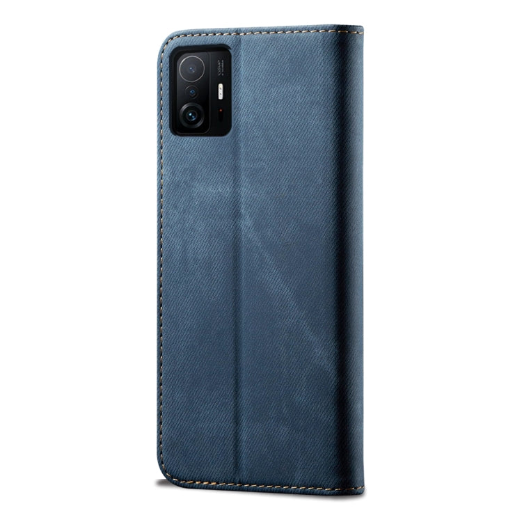 For Xiaomi 11T Pro Denim Texture Casual Style Horizontal Flip Leather Case with Holder & Card Slots & Wallet