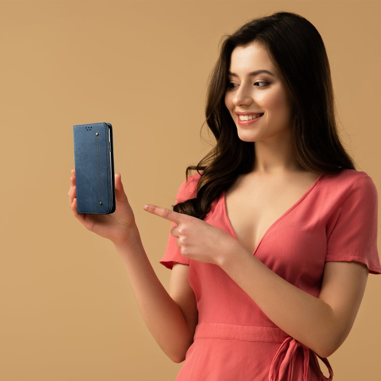 For Xiaomi 11T Pro Denim Texture Casual Style Horizontal Flip Leather Case with Holder & Card Slots & Wallet