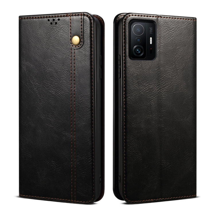 For Xiaomi 11T Pro Simple Wax Crazy Horse Texture Horizontal Flip Leather Case with Card Slots & Holder & Wallet