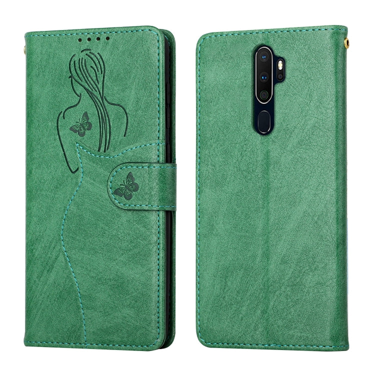 For OPPO A9 2020 / A5 2020 Beauty Girl Embossing Pattern Horizontal Flip Leather Case with Holder & Card Slot & Wallet & Photo Frame