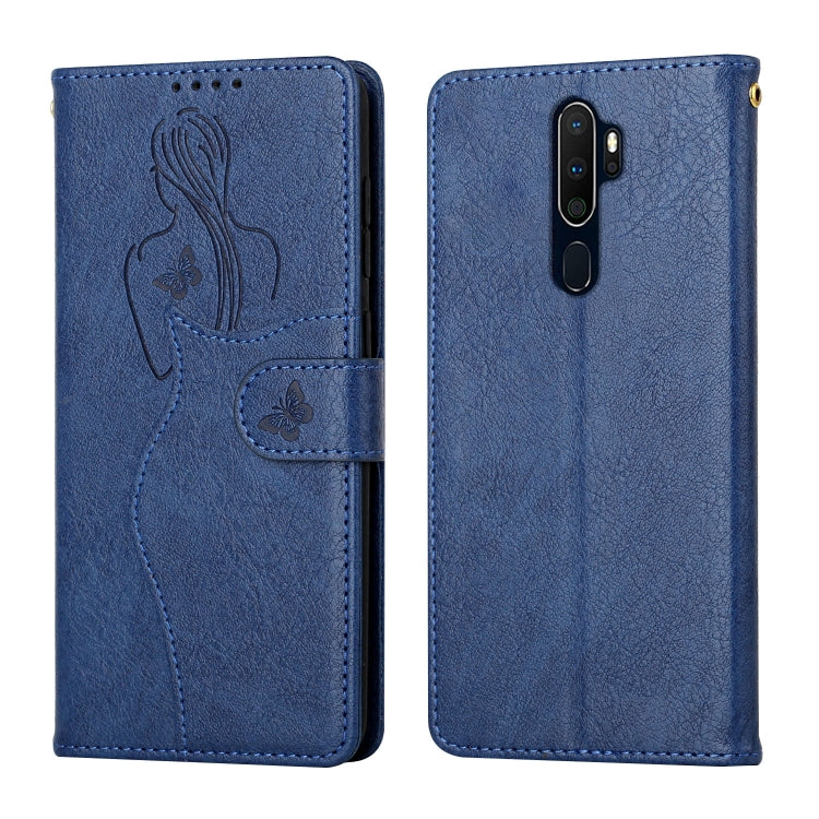 For OPPO A9 2020 / A5 2020 Beauty Girl Embossing Pattern Horizontal Flip Leather Case with Holder & Card Slot & Wallet & Photo Frame