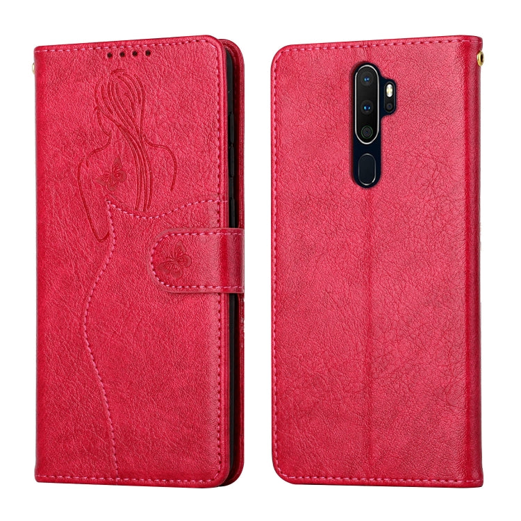 For OPPO A9 2020 / A5 2020 Beauty Girl Embossing Pattern Horizontal Flip Leather Case with Holder & Card Slot & Wallet & Photo Frame