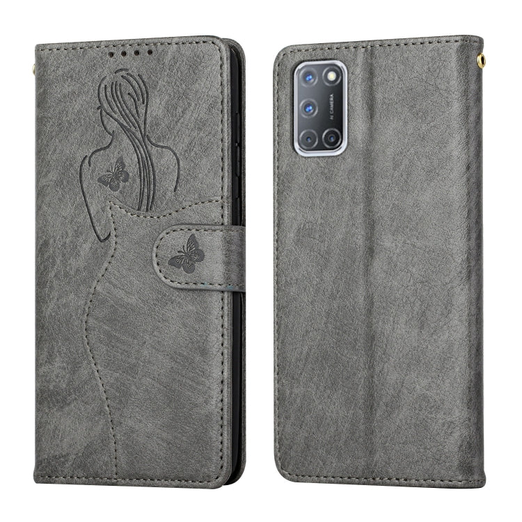 For OPPO A52 / A72 / A92 Beauty Girl Embossing Pattern Horizontal Flip Leather Case with Holder & Card Slot & Wallet & Photo Frame